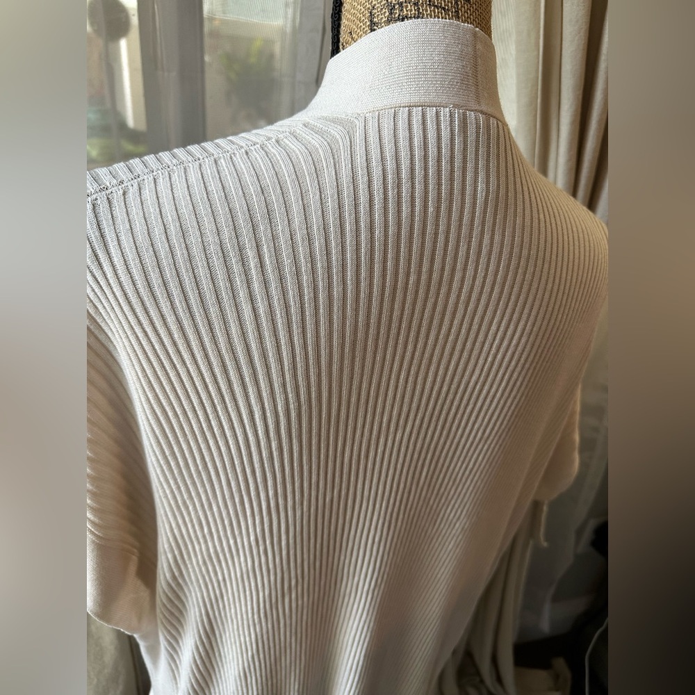 Eileen Fisher Cream Sleek Tencel Rib Kimono Cardigan - Picture 6 of 7